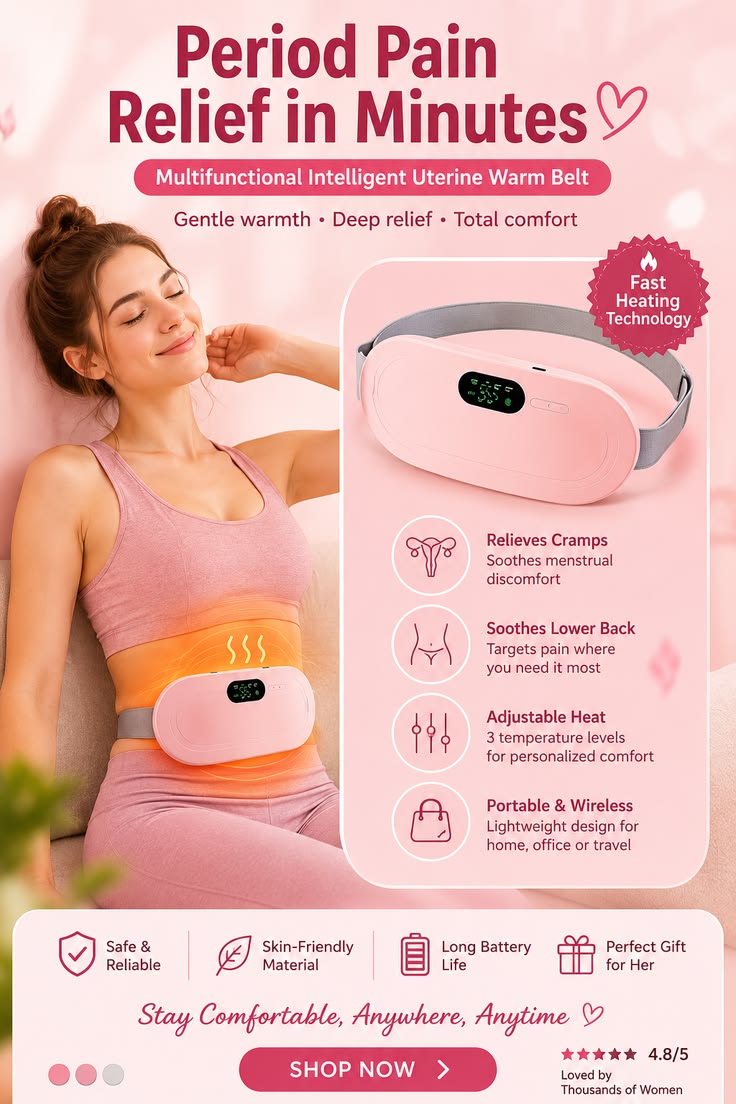 Period Pain Relief Belt – تسخين سريع وتدليك مهدئ لراحة فورية